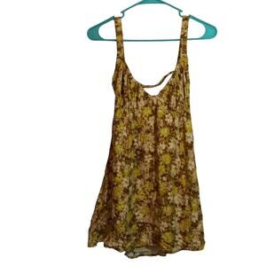 Sky To Moon Neutral Fall Floral Sleeveless Mini Babydoll Dress Size M